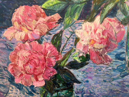 Peonies oil painting