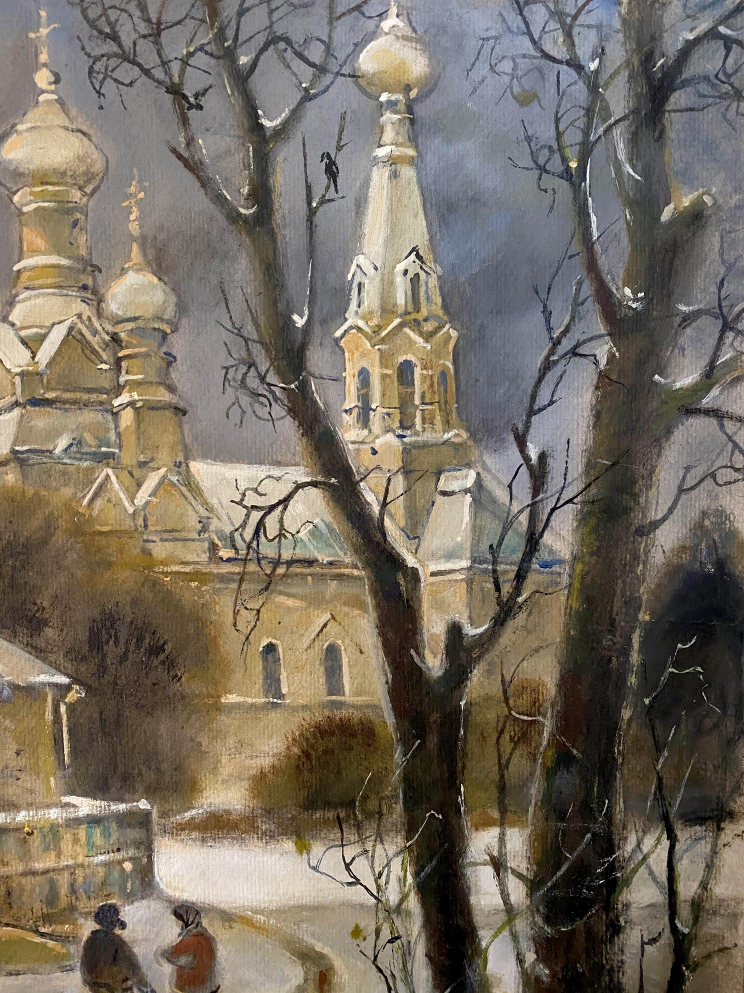 Experience the chill of "In Winter 2013" through Oleg Arkad'yevich Litvinov's oil painting
