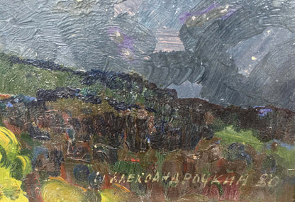 Rain in the mountains oil painting