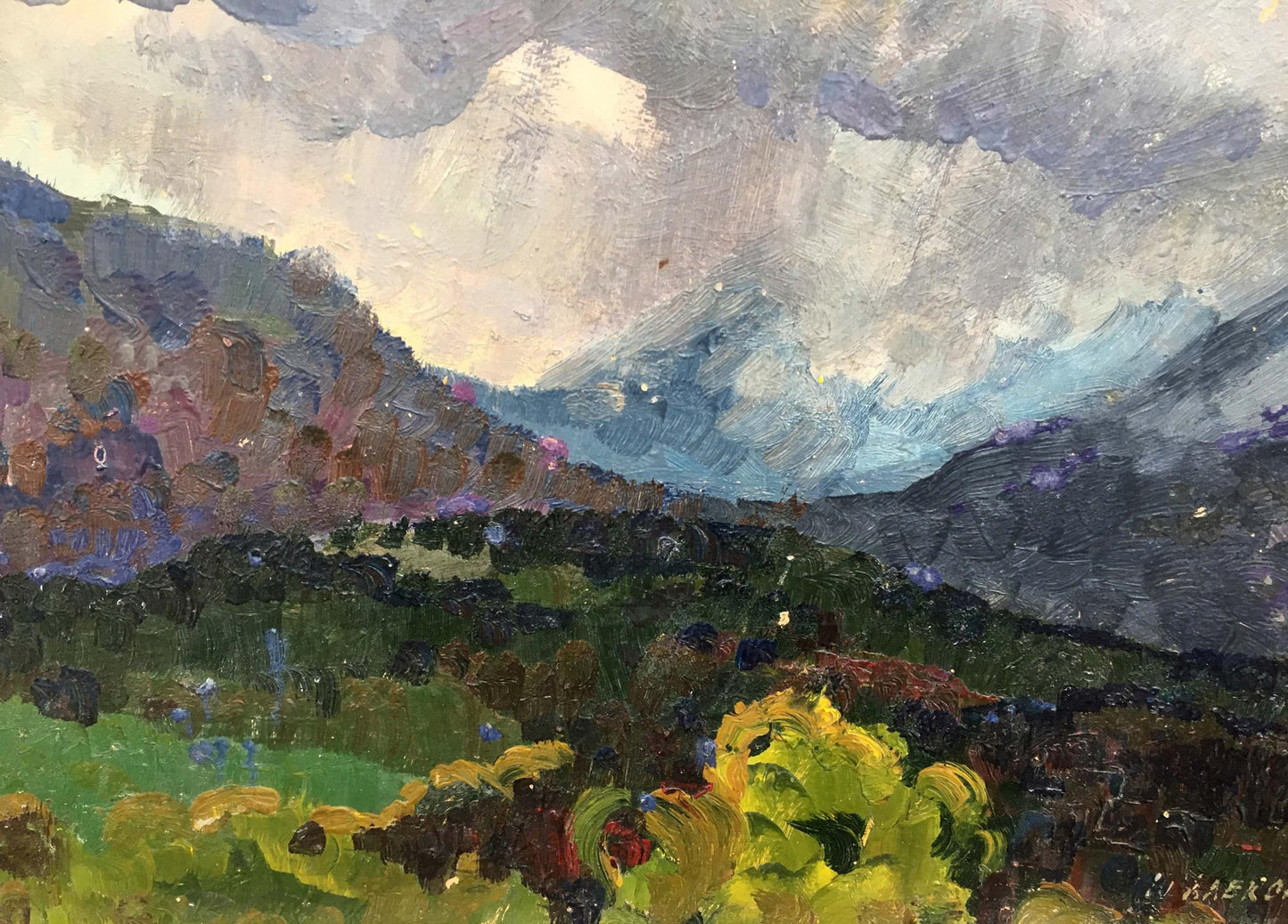 Rain in the mountains oil painting