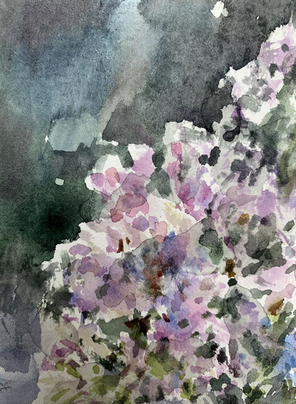 Watercolor painting Lilac bouquet Viktor Mikhailichenko