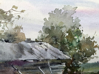 Watercolor painting House on the shore Viktor Mikhailichenko