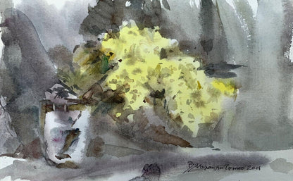 Watercolor painting Yellow flowers Viktor Mikhailichenko