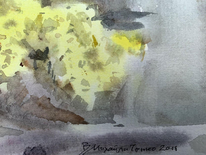 Watercolor painting Yellow flowers Viktor Mikhailichenko