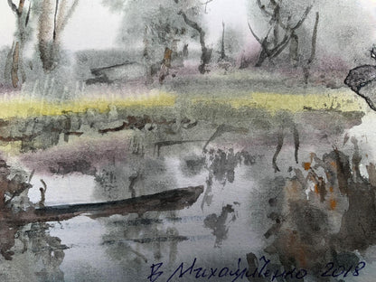 Watercolor painting Fishing holidays Viktor Mikhailichenko