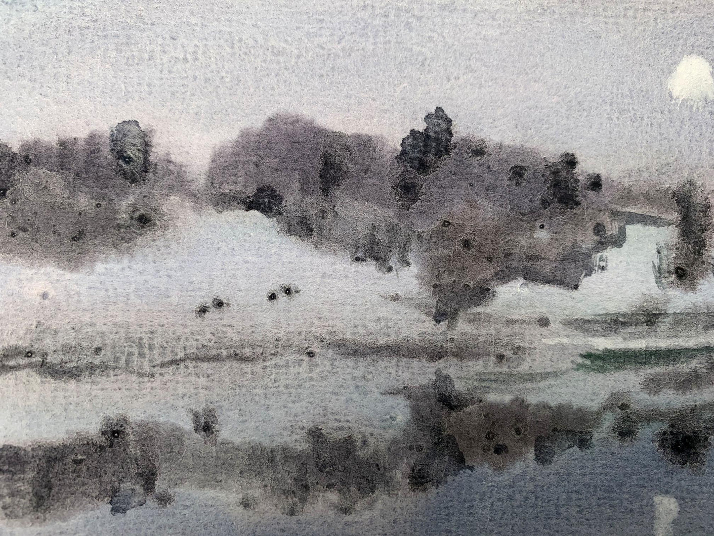 Watercolor painting The fog has risen Viktor Mikhailichenko