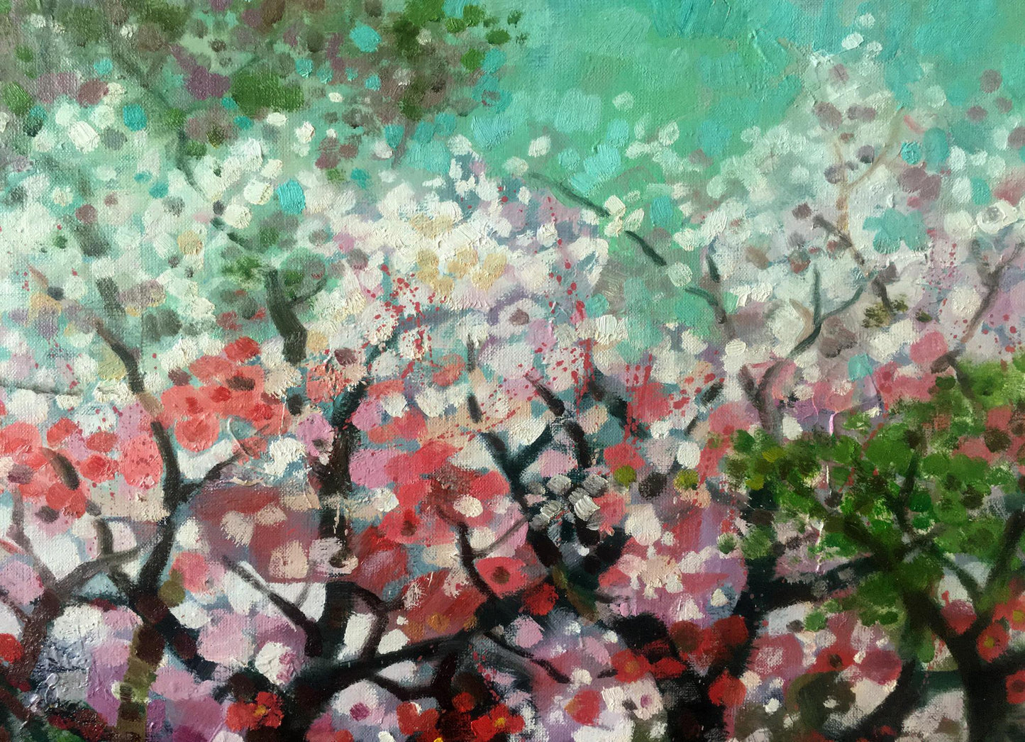 Abstract oil painting Blooming trees Anatoly Borisovich Tarabanov