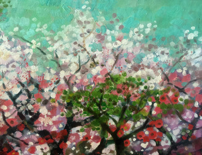 Abstract oil painting Blooming trees Anatoly Borisovich Tarabanov