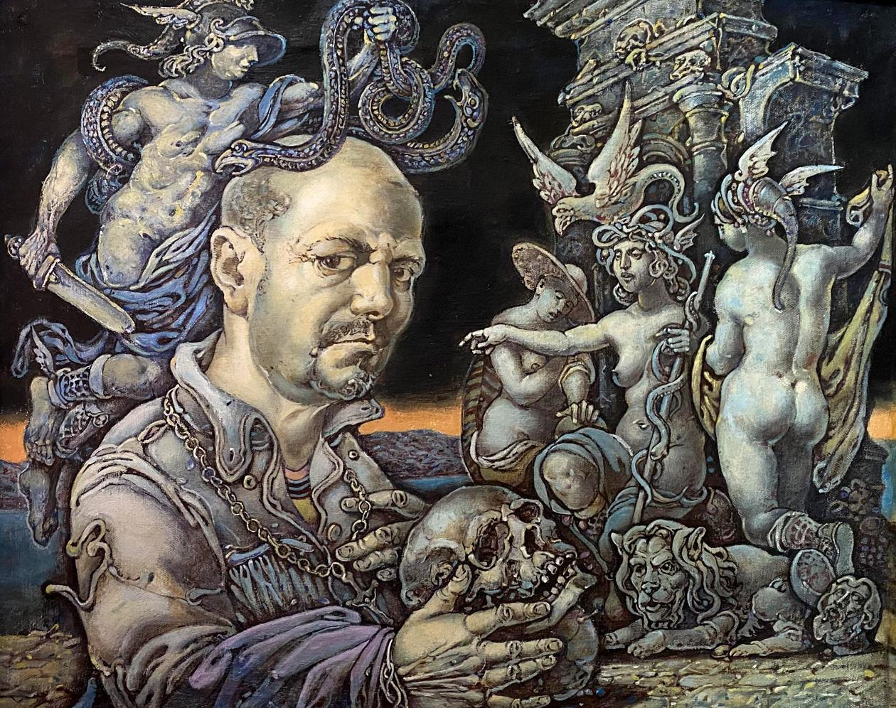 Oil painting Self-portrait in mythological style Oleg Litvinov