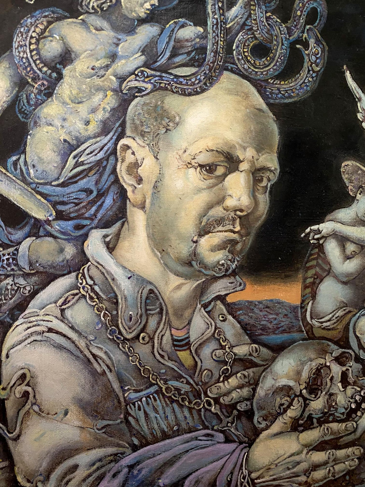 Oil painting Self-portrait in mythological style Oleg Litvinov