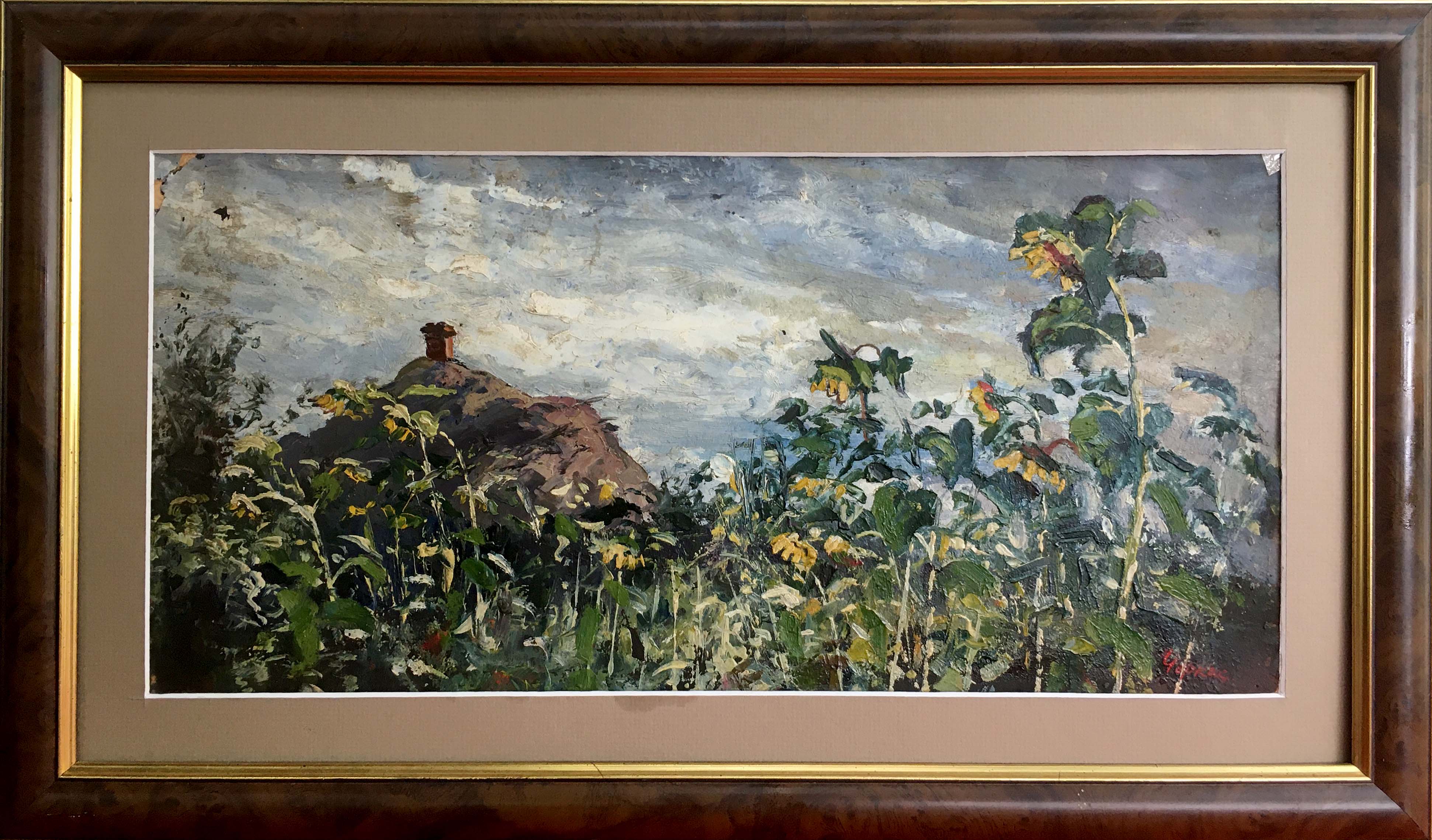 Oil painting Landscape with sunflowers Cherkas A .G.