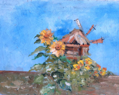 Oil painting sunflowers landscape Alexey Nikolaevich Timoshenko