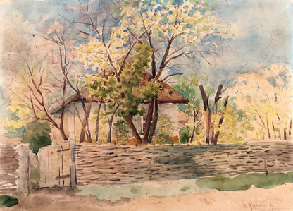 Watercolor painting Native home Tsyupka Ivan Kirillovich