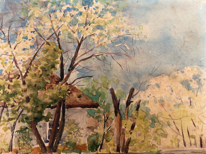 Watercolor painting Native home Tsyupka Ivan Kirillovich