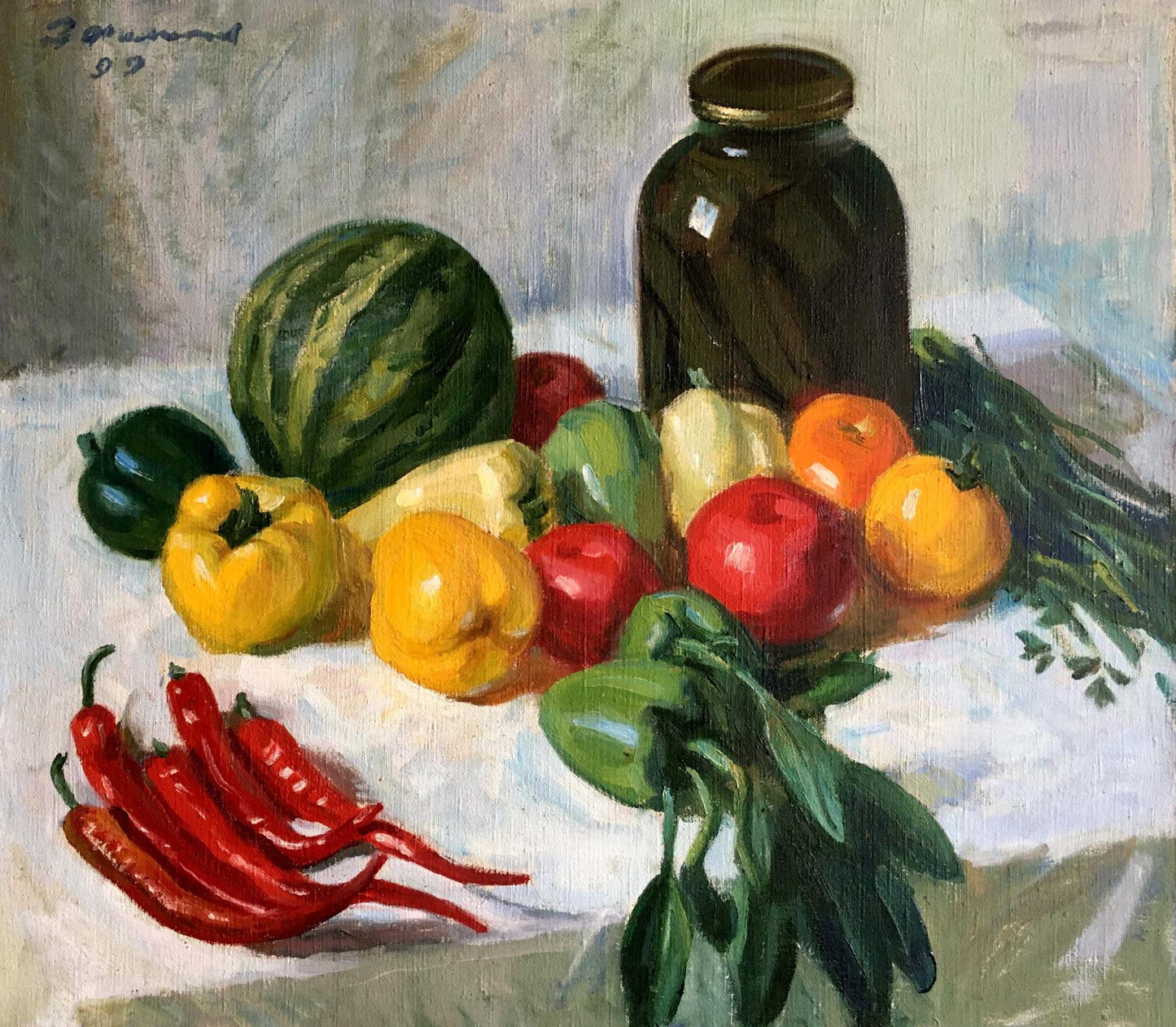 Oil painting Still life with vegetables Filippov Z. I.