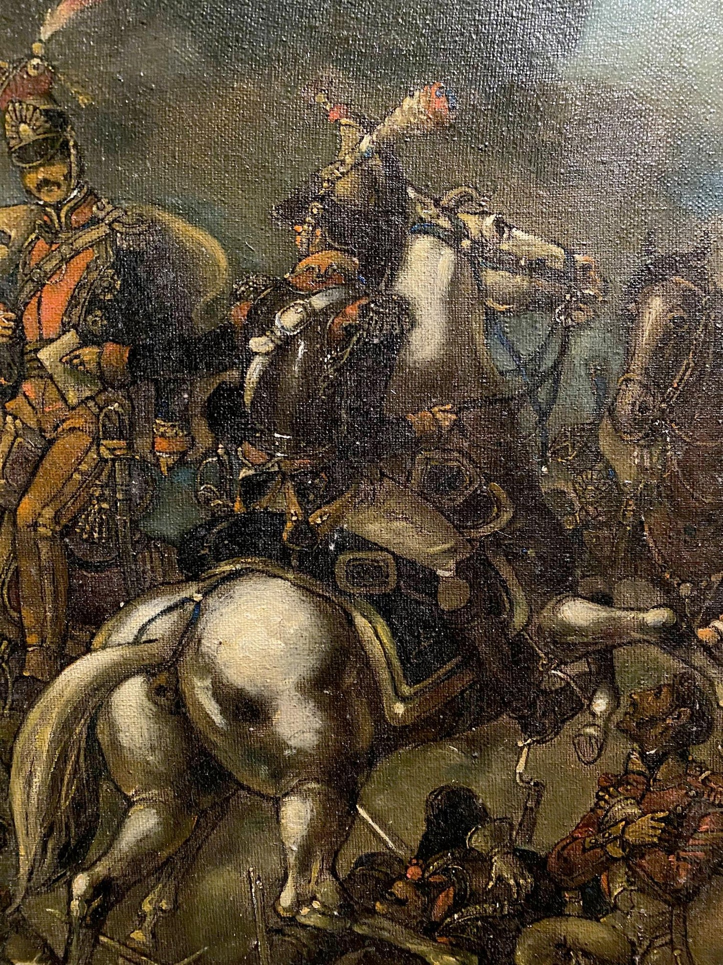 Napoleon and his army are depicted in an oil painting by Oleg Litvinov