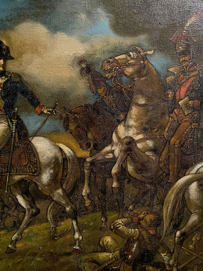 In Oleg Litvinov's oil painting, Napoleon and his army are the central figures