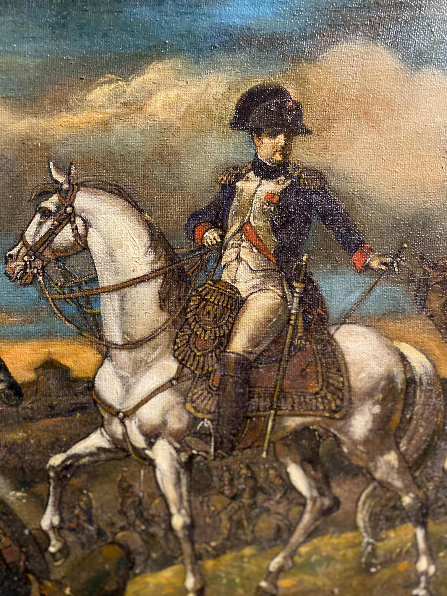 Napoleon's military campaign is depicted in Oleg Litvinov's oil painting.