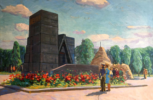 Oil painting At the monument Tyukha Ivan Andreevich