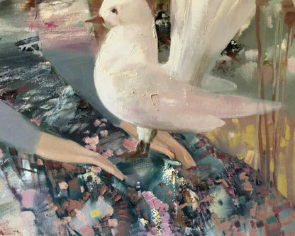 Abstract oil painting White dove Anatoly Borisovich Tarabanov