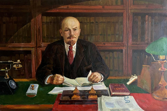 Oil painting Lenin at the table