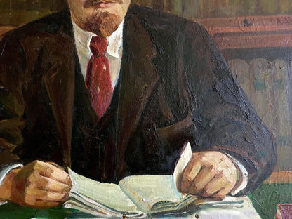 Oil painting Lenin at the table