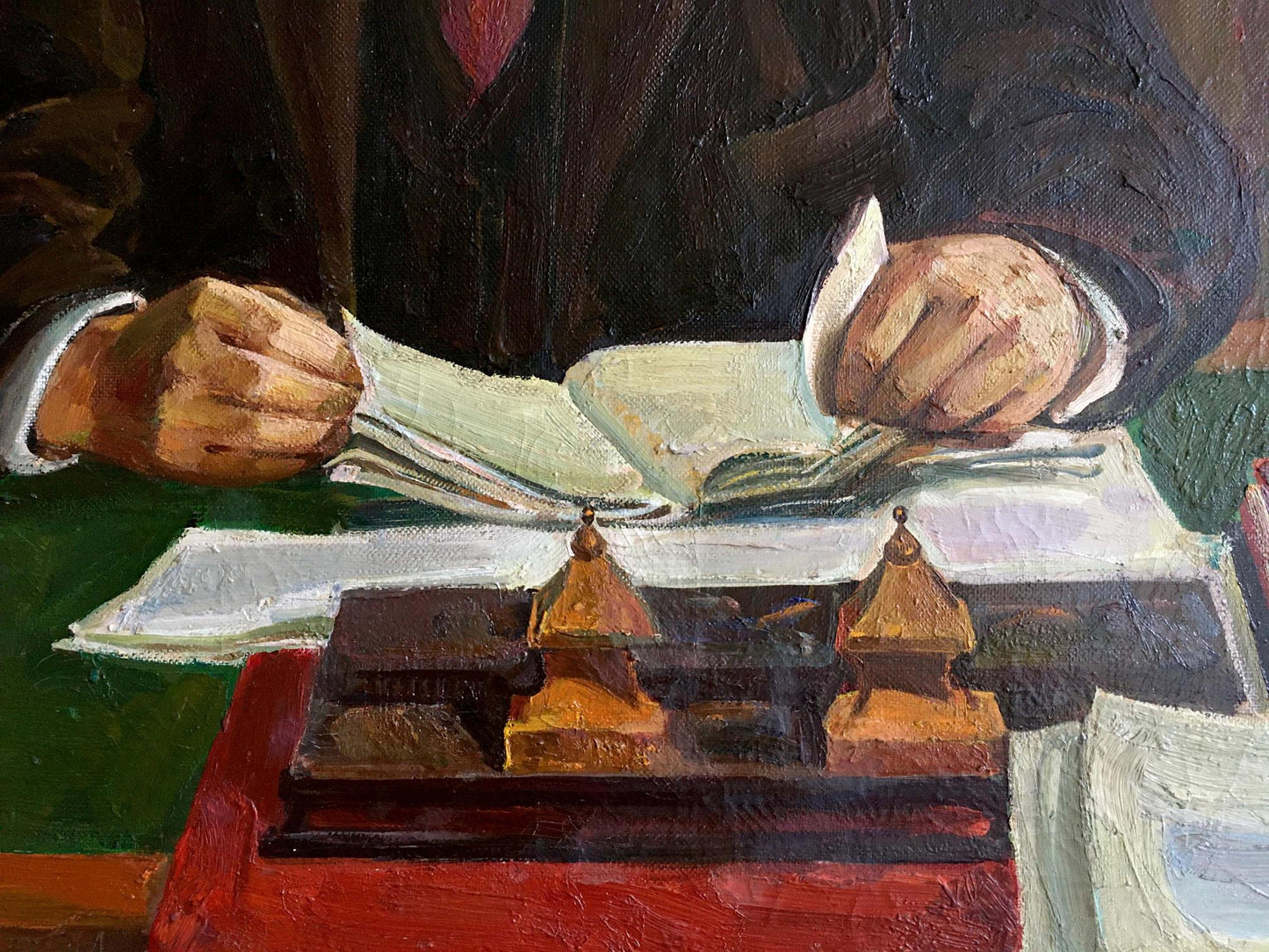 Oil painting Lenin at the table