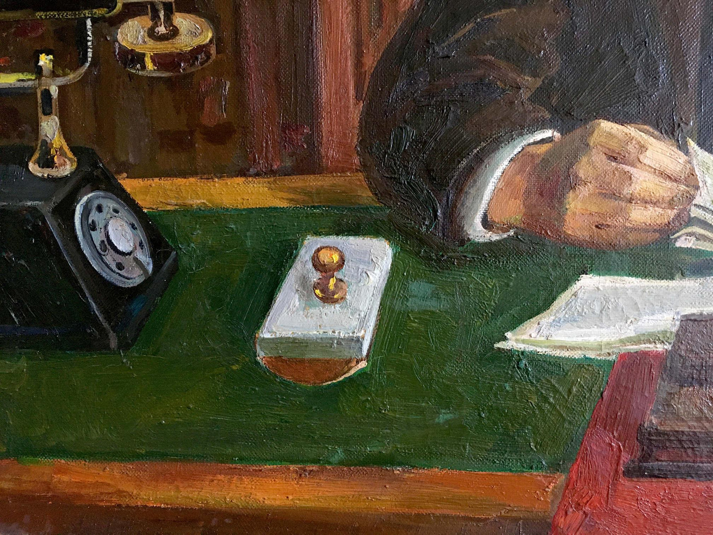 Oil painting Lenin at the table