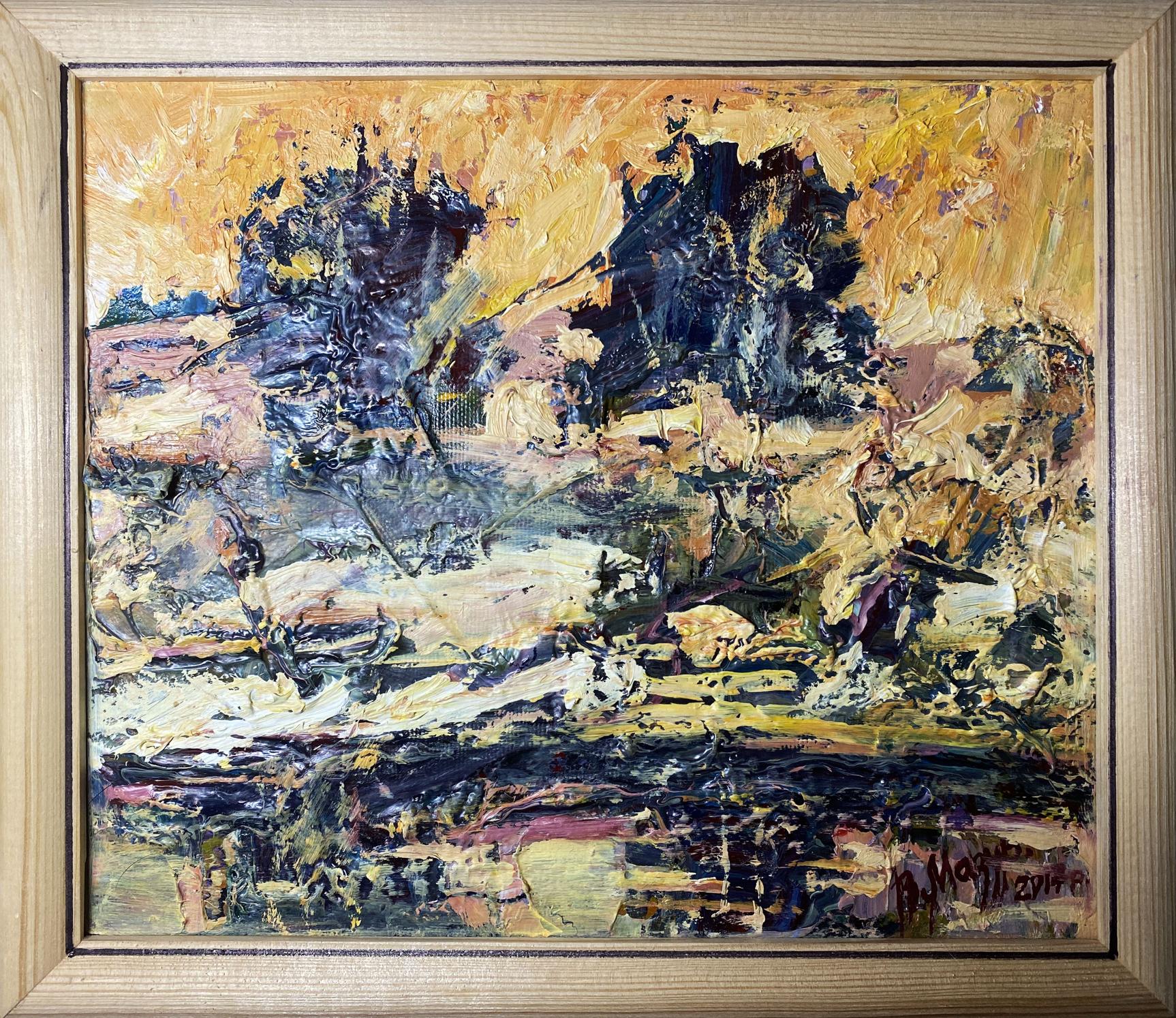 Oil painting Bright yellow sunset Vladimir Mazur