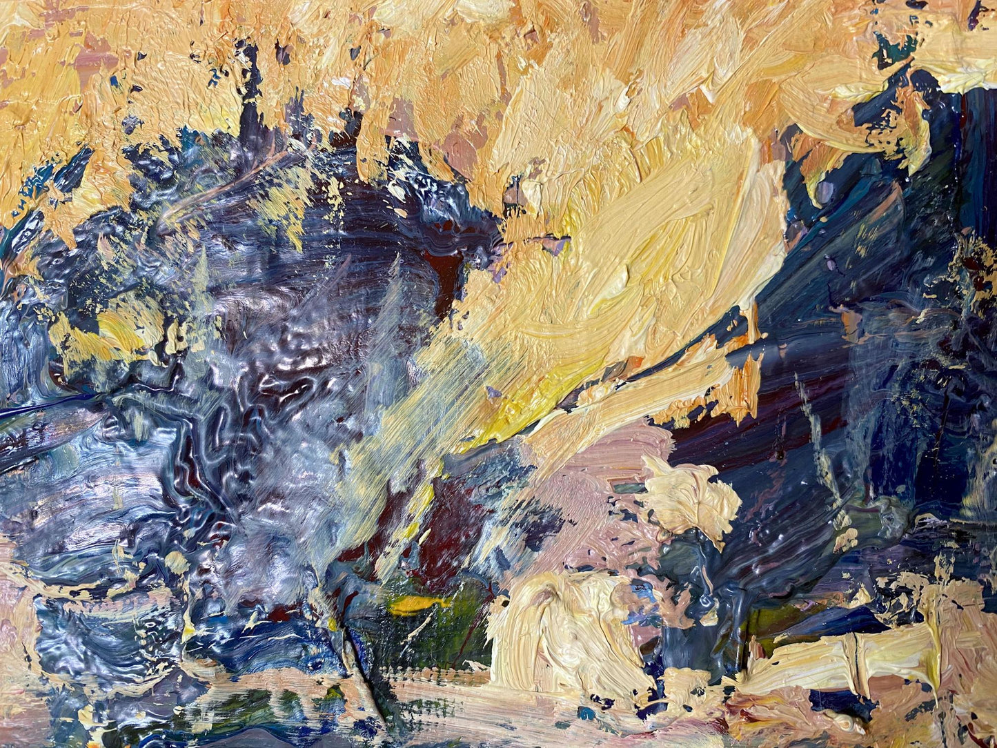 Oil painting Bright yellow sunset Vladimir Mazur