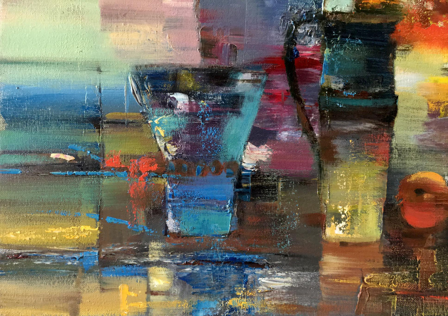 Abstract oil painting Bottles Anatoly Borisovich Tarabanov