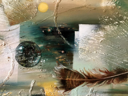 Abstract oil painting Flying feather Anatoly Borisovich Tarabanov