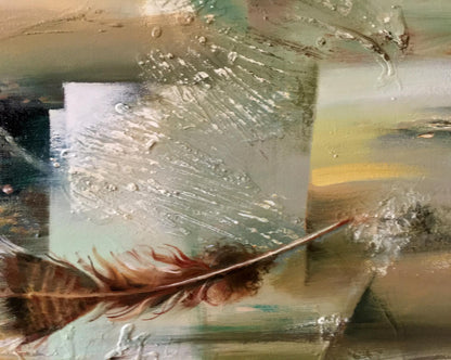 Abstract oil painting Flying feather Anatoly Borisovich Tarabanov