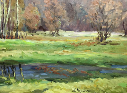 Oil double painting Contrast of autumn and spring A. Cherkas
