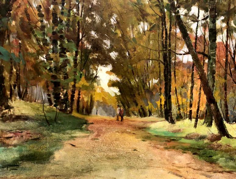 Oil painting Autumn in the Park Maltsev Nikolai Alexandrovich