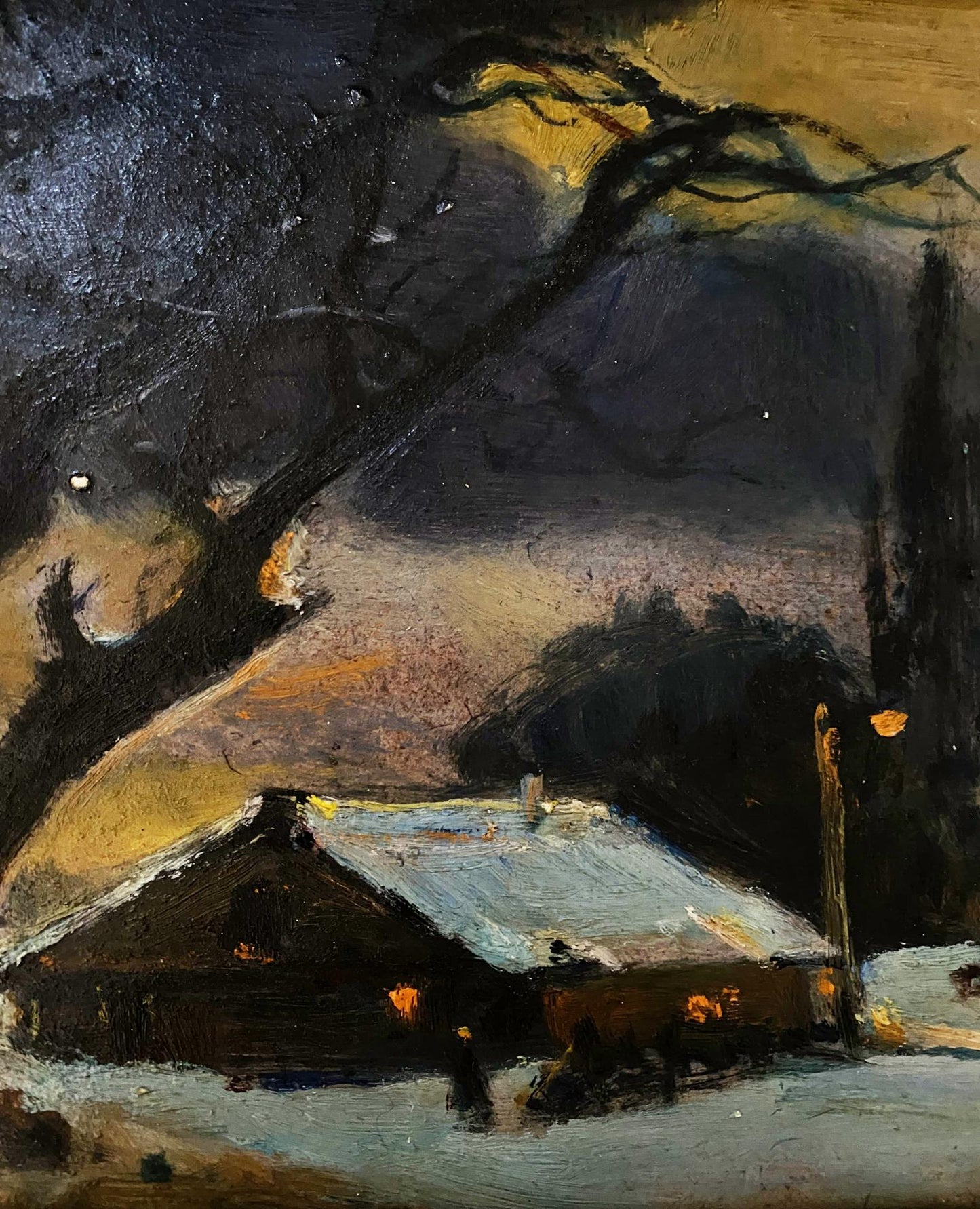 Oil painting Winter evening Litvinov Oleg Arkad'yevich
