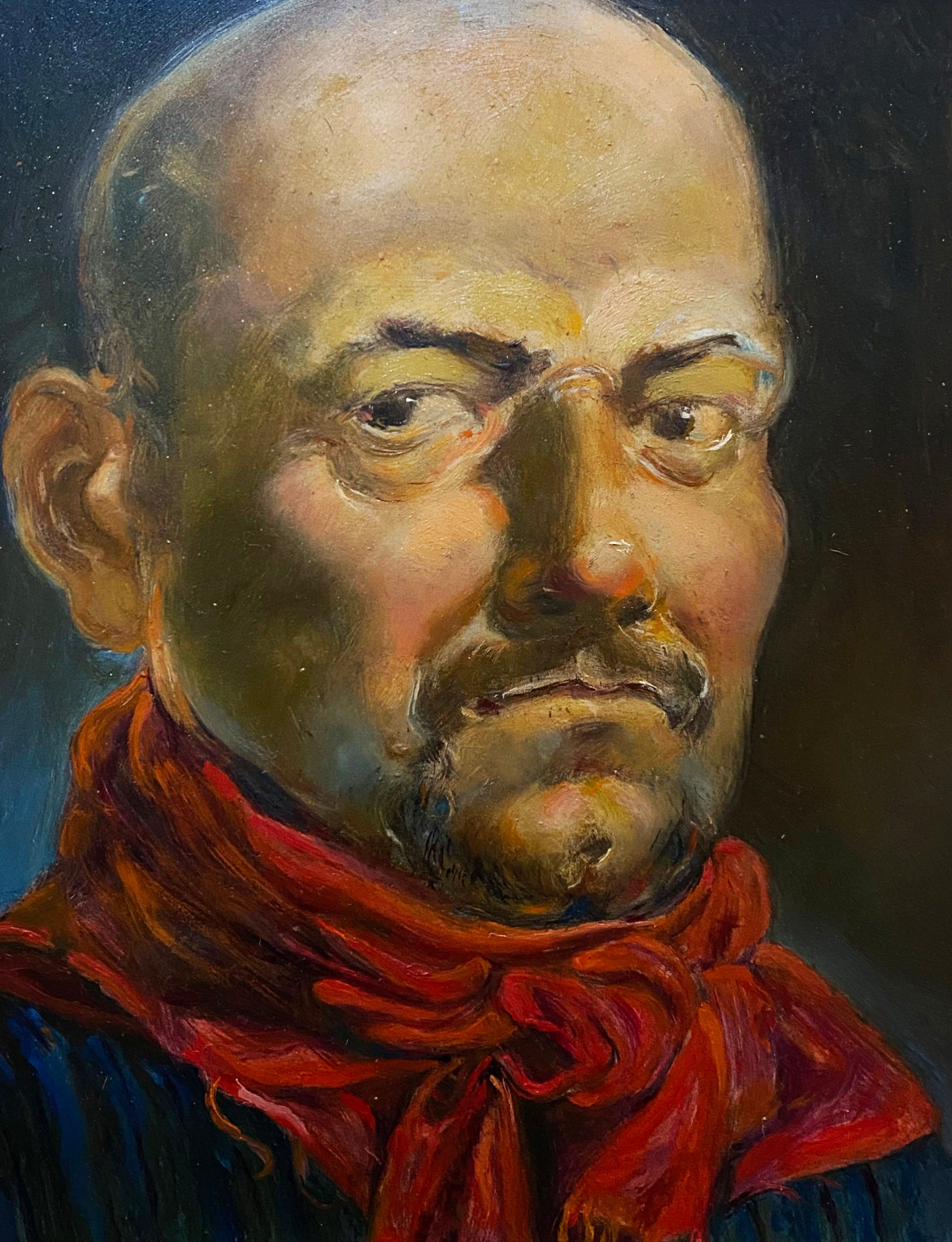 Oil painting Portrait in a red scarf Litvinov Oleg Arkad'yevich