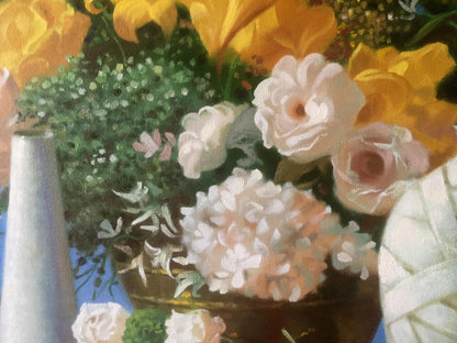 Oil painting White and yellow flowers Anatoly Tarabanov