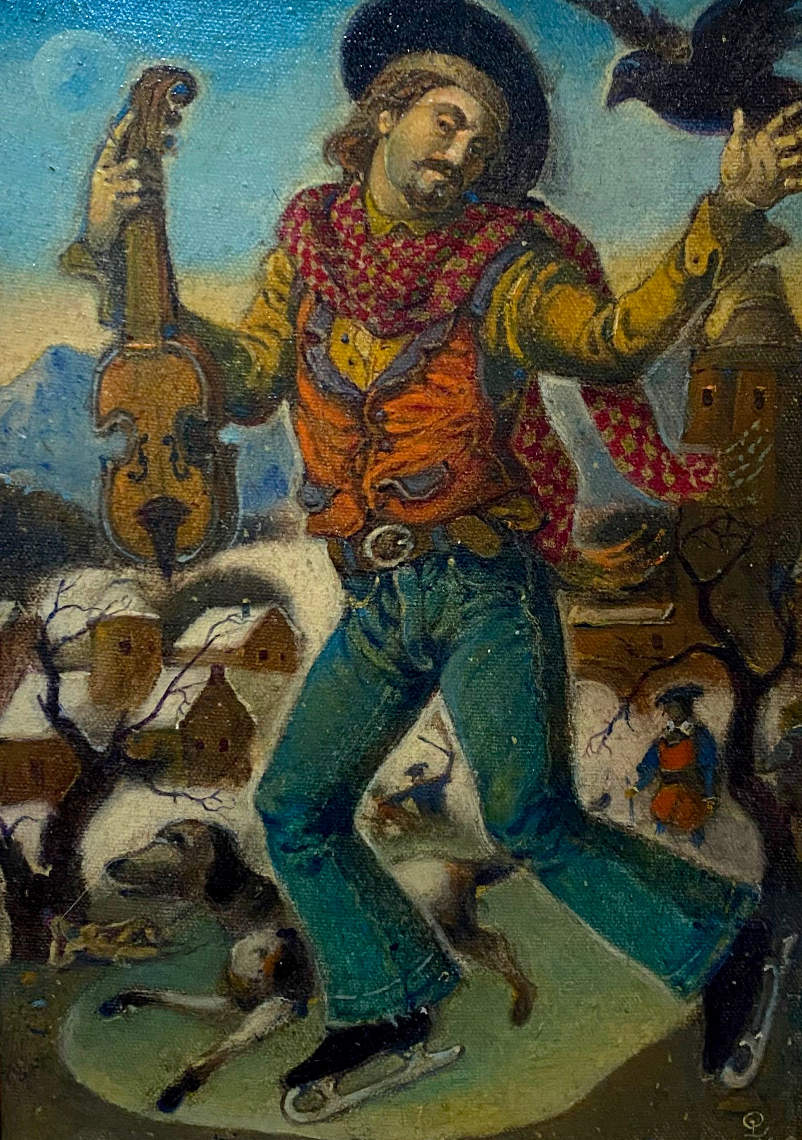 Oil painting Winter day for a walk Litvinov Oleg Arkad'yevich