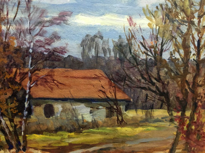 Oil painting house in the woods A. Cherkas