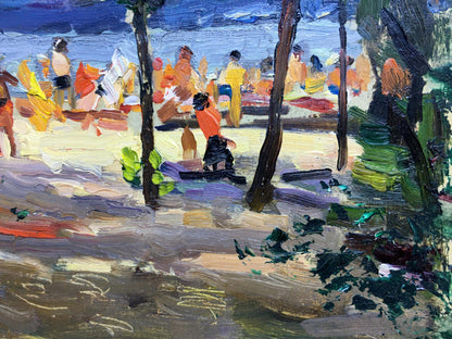 Oil painting People sunbathe Popov I. A.