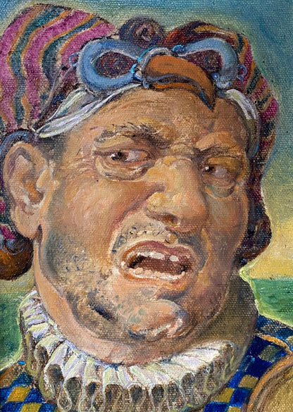 Oil painting Portrait of a male jester Oleg Litvinov