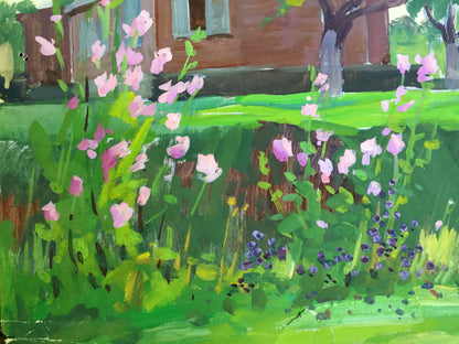 Gouache painting Blooming garden Chernikov Vladimir Mikhailovich