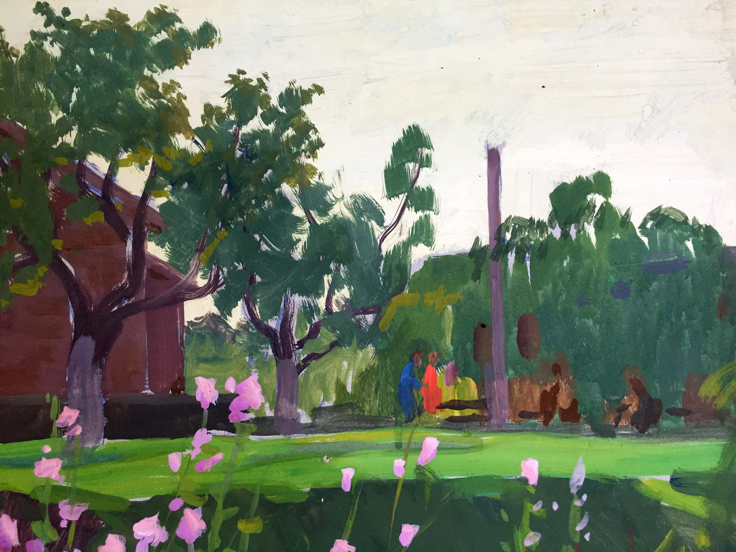 Gouache painting Blooming garden Chernikov Vladimir Mikhailovich