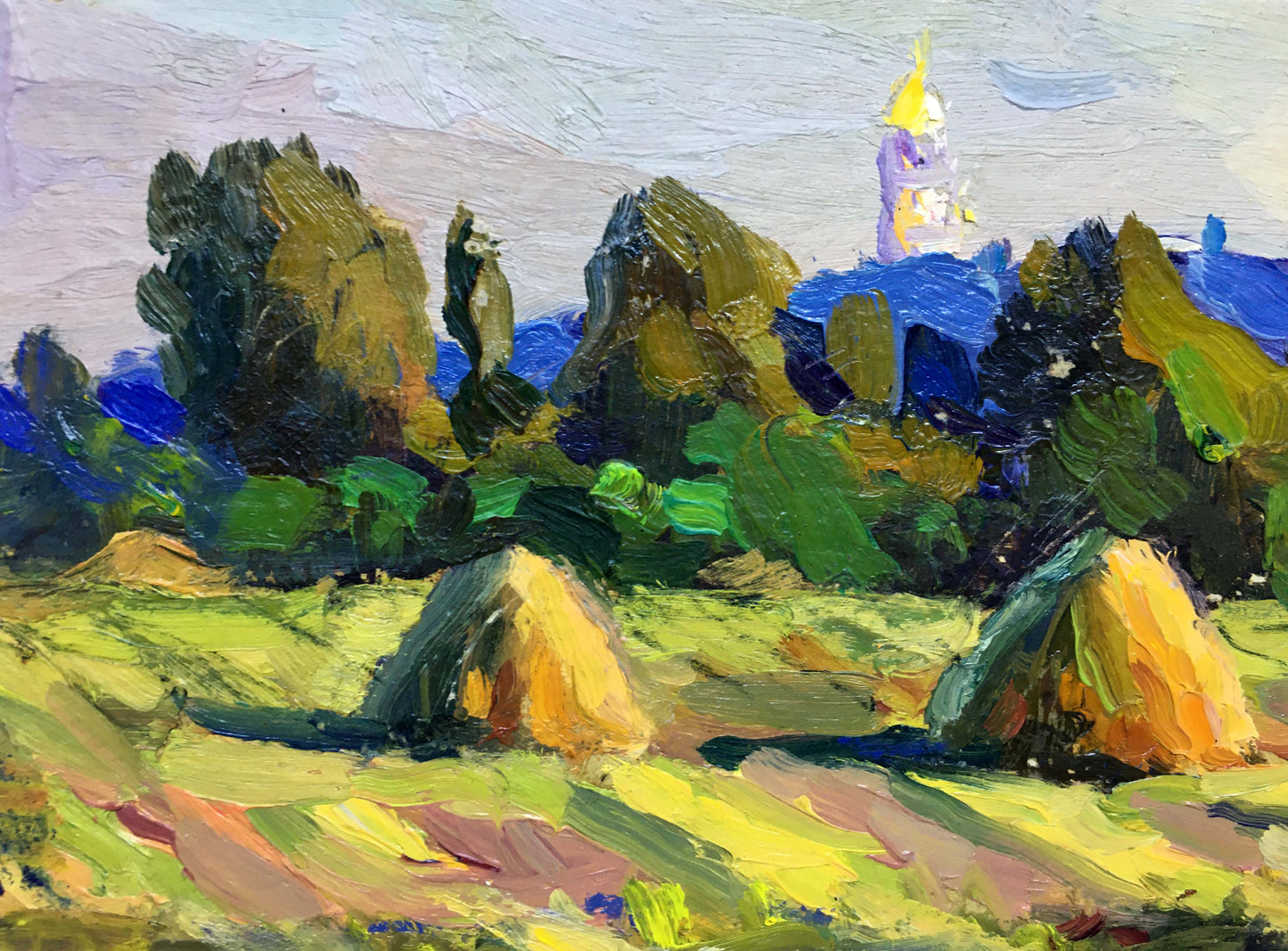 Oil painting Haystacks Popov I. A.