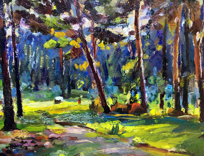 Oil painting Walk in the woods Popov I. A.
