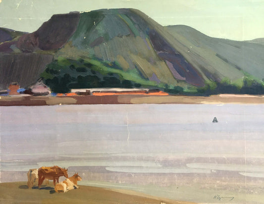 Gouache painting Overlooking the mountains Chernikov Vladimir Mikhailovich