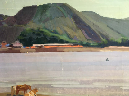 Gouache painting Overlooking the mountains Chernikov Vladimir Mikhailovich