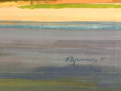 Gouache painting Shore landscape Chernikov Vladimir Mikhailovich