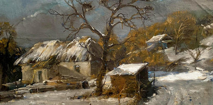 Oil painting Winter February day Oleg Litvinov